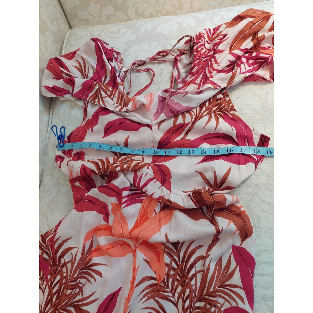 Lipsy London Palm Print Maxi Dress Red With Vibrant Palm Leaves Viscose Sz 6 NEW - Picture 9 of 12